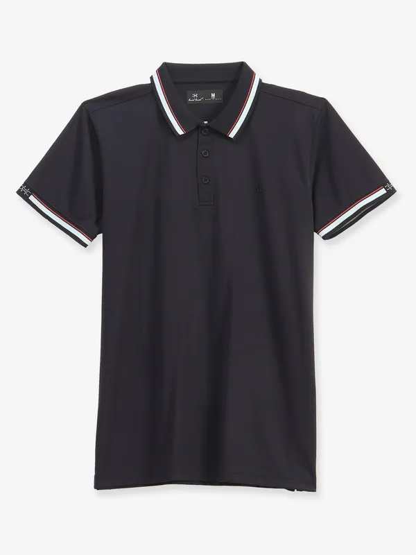 KUCHKUCH black plain casual cotton t-shirt