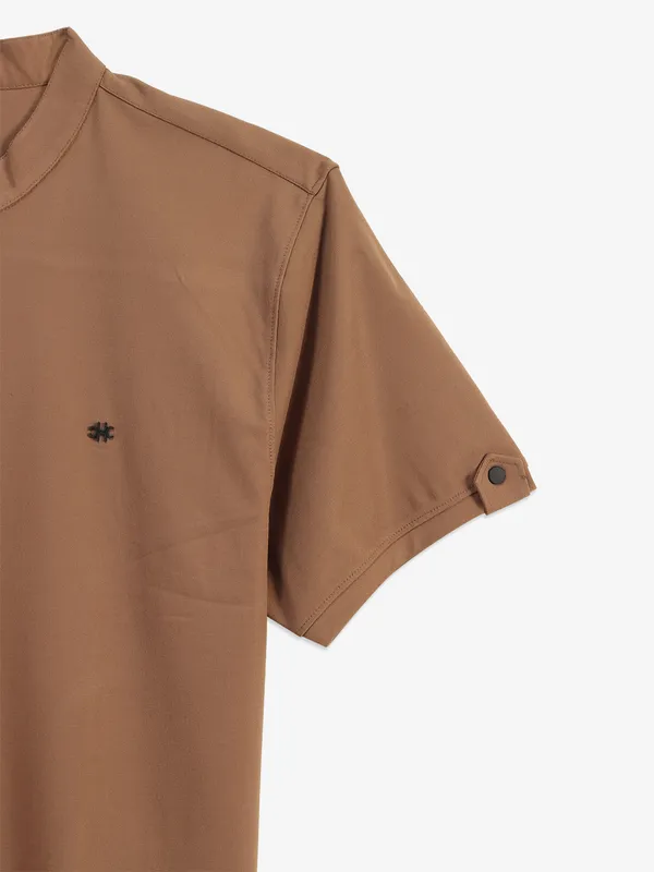 KUCHKUCH brown plain cotton t-shirt