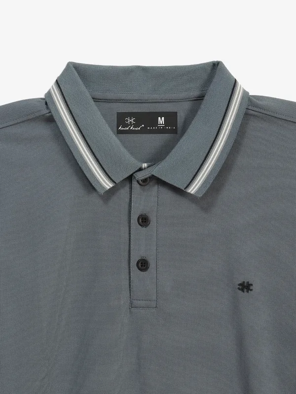 KUCHKUCH grey plain cotton casual t-shirt