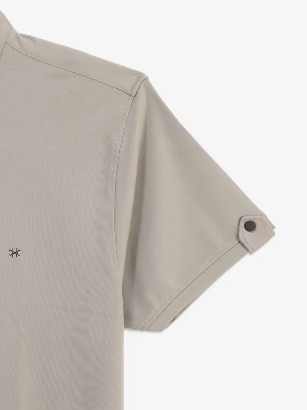 KUCHKUCH grey plain cotton t-shirt