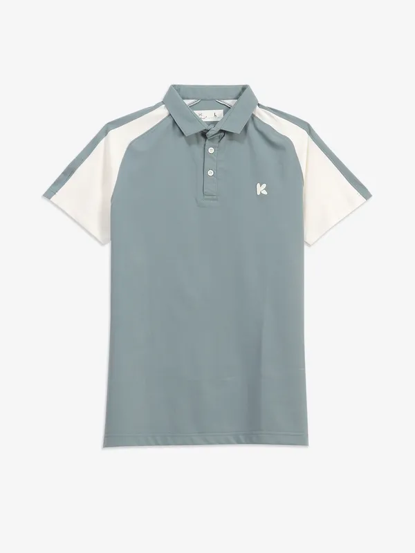 KUCHKUCH light green color block t-shirt