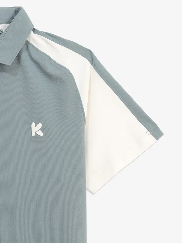 KUCHKUCH light green color block t-shirt