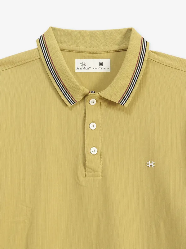 KUCHKUCH light green plain cotton t-shirt