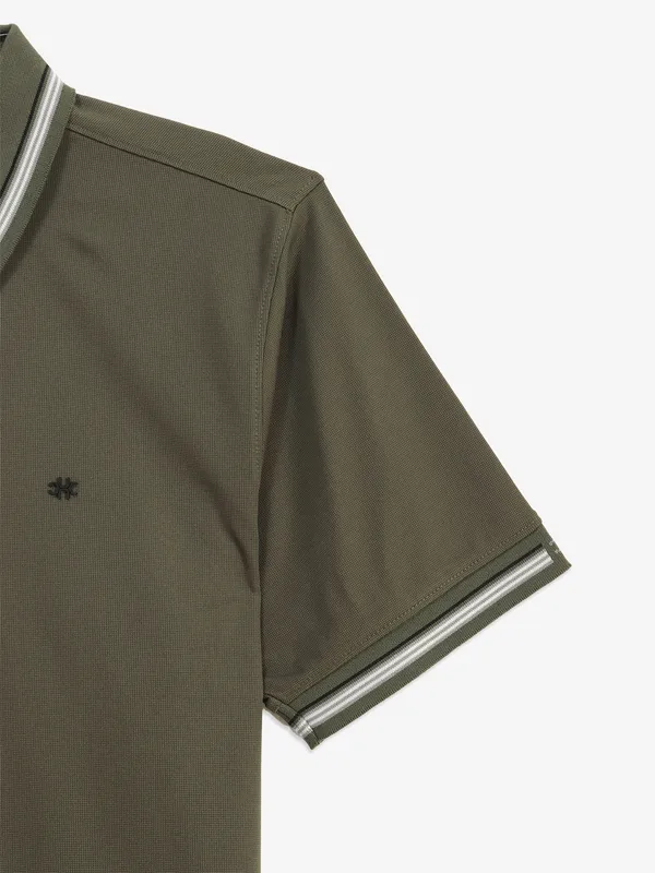 KUCHKUCH olive plain casual t-shirt