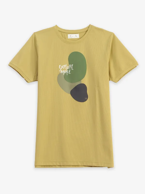 KUCHKUCH olive printed cotton t-shirt
