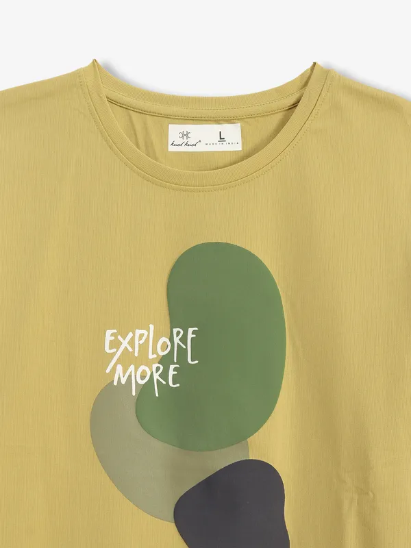KUCHKUCH olive printed cotton t-shirt