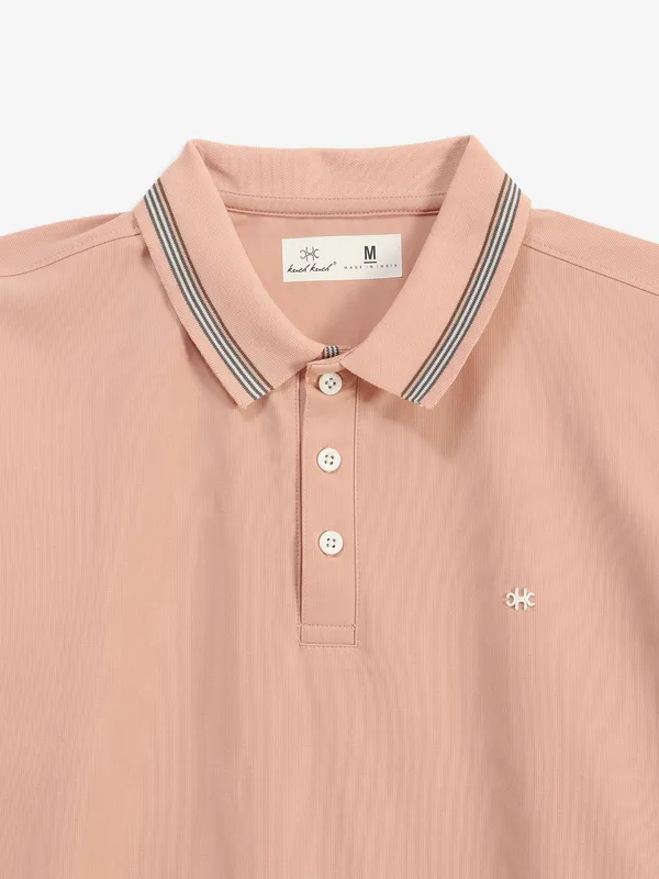 KUCHKUCH peach plain cotton t-shirt