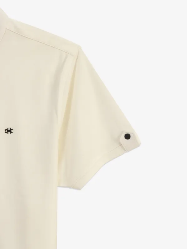 KUCHKUCH plain cream cotton t-shirt