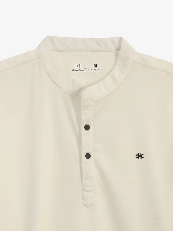 KUCHKUCH plain cream cotton t-shirt