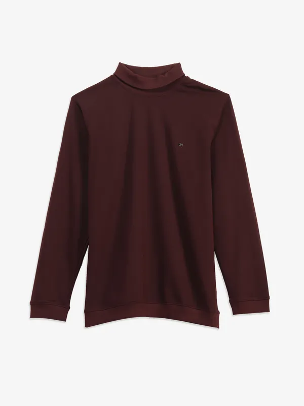 KUCHKUCH wine plain cotton bandgala t-shirt