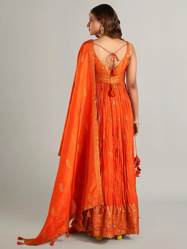 Latest orange silk anarkali suit