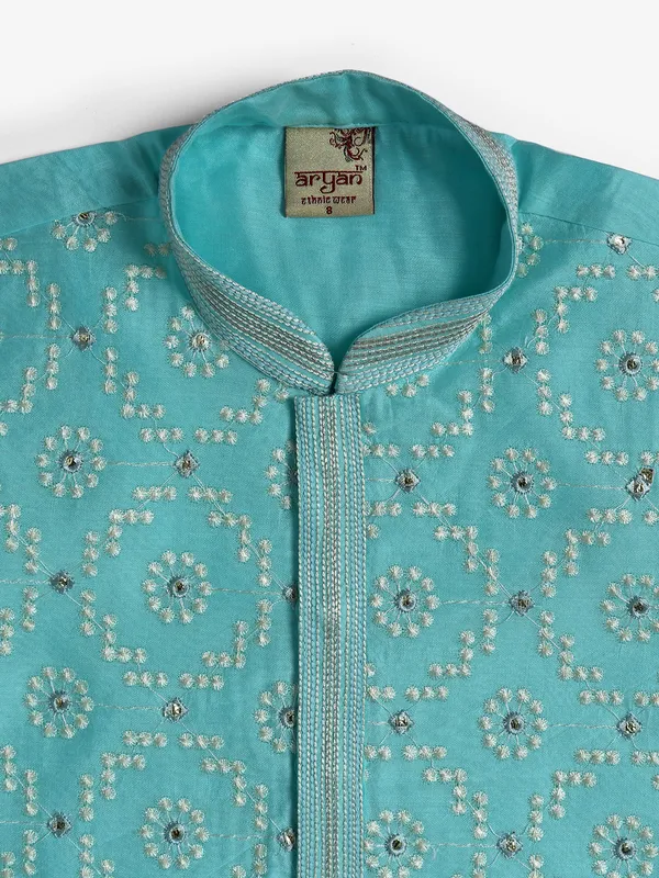 Latest aqua cotton embroidery kurta suit