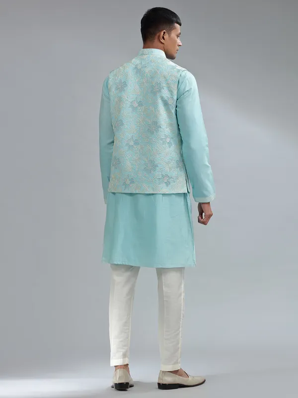 Latest Aqua silk waistcoat set