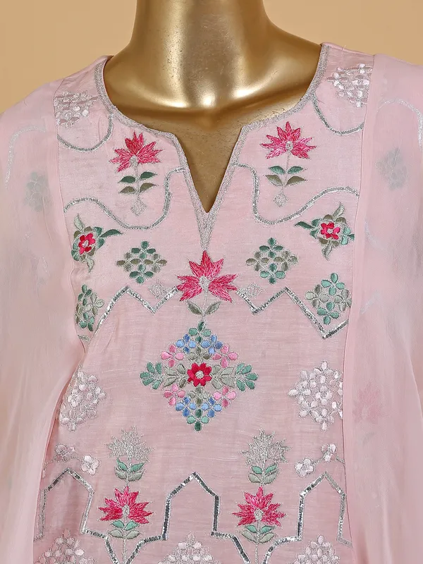 Latest baby pink silk sharara set