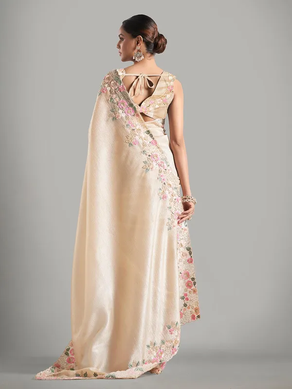 Latest beige chiffon saree