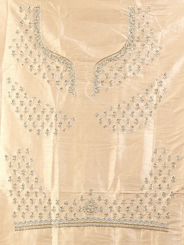 Latest beige raw silk unstitched lehenga choli