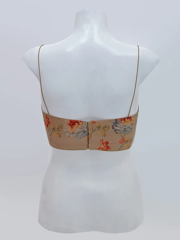 Latest beige shade raw silk ready made blouse