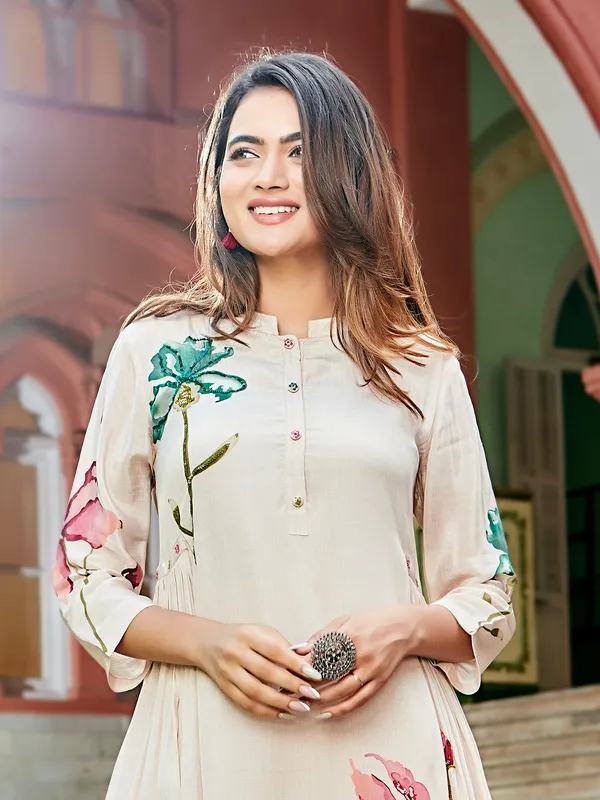Latest beige soft silk co ord set