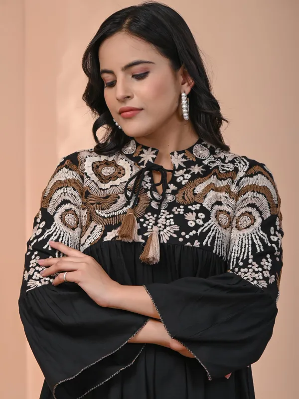 Latest black cotton casual kurti