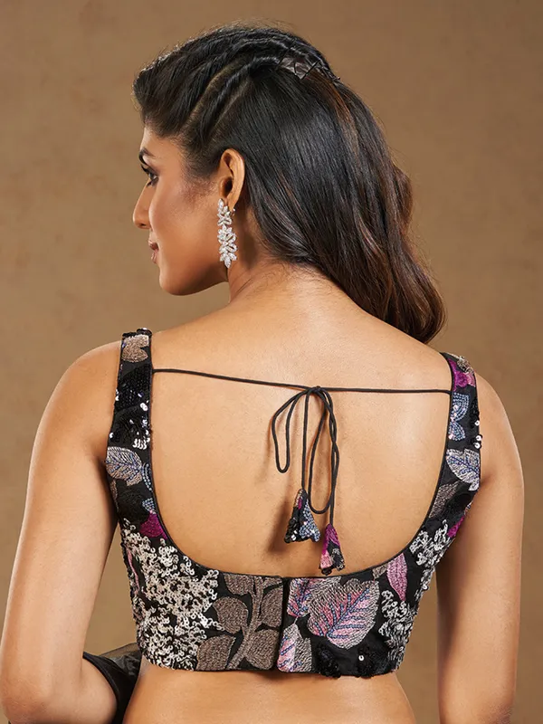 Latest black embroidery blouse