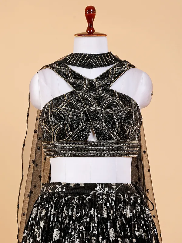 Latest black georgette lehenga choli with dupatta