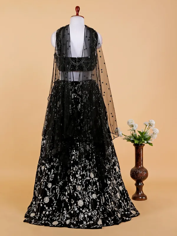 Latest black georgette lehenga choli with dupatta
