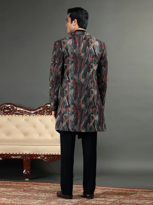 Latest black indowestern in terry rayon
