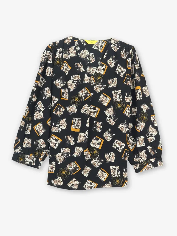 Latest black printed cotton top