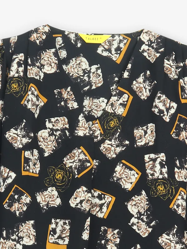 Latest black printed cotton top