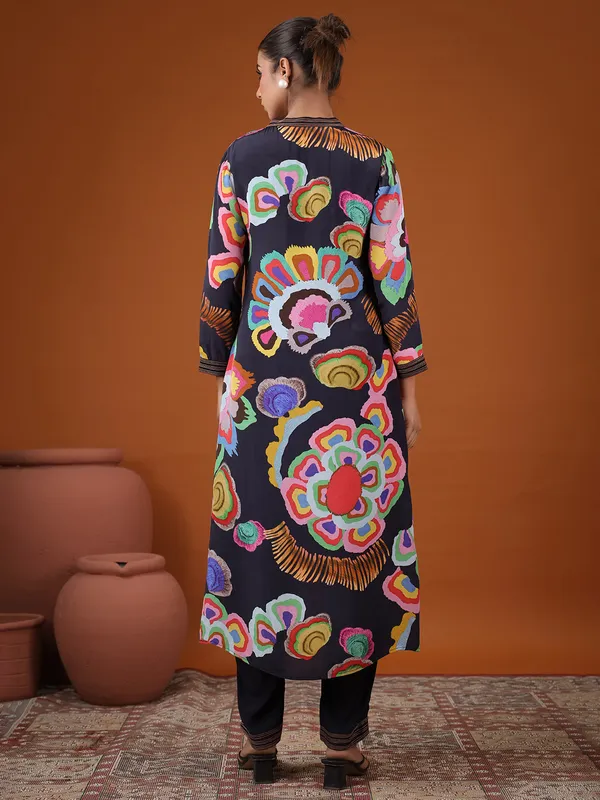 Latest black printed kurti set for festive