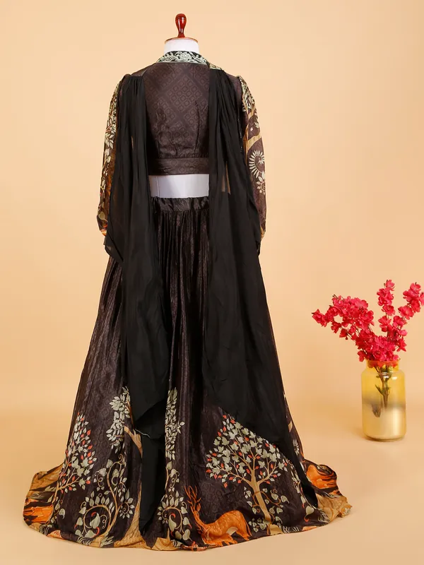 Latest black printed lehenga choli
