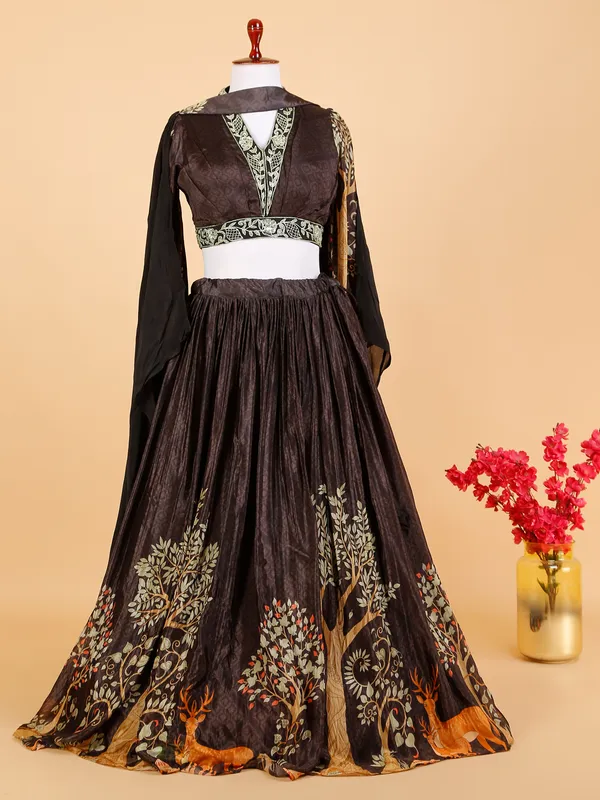 Latest black printed lehenga choli