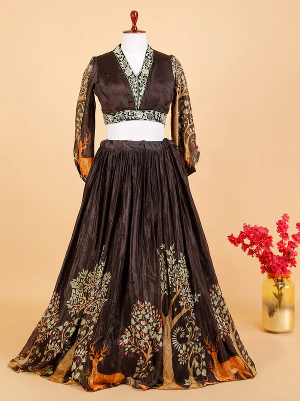 Latest black printed lehenga choli