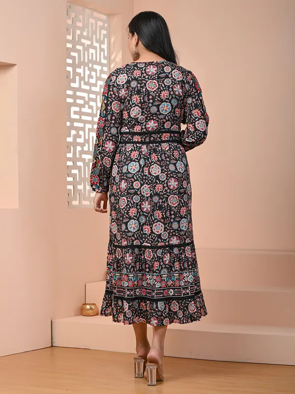 Latest black printed long kurti
