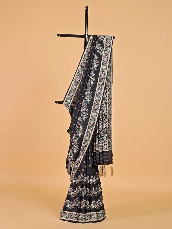 Latest black silk saree for festive