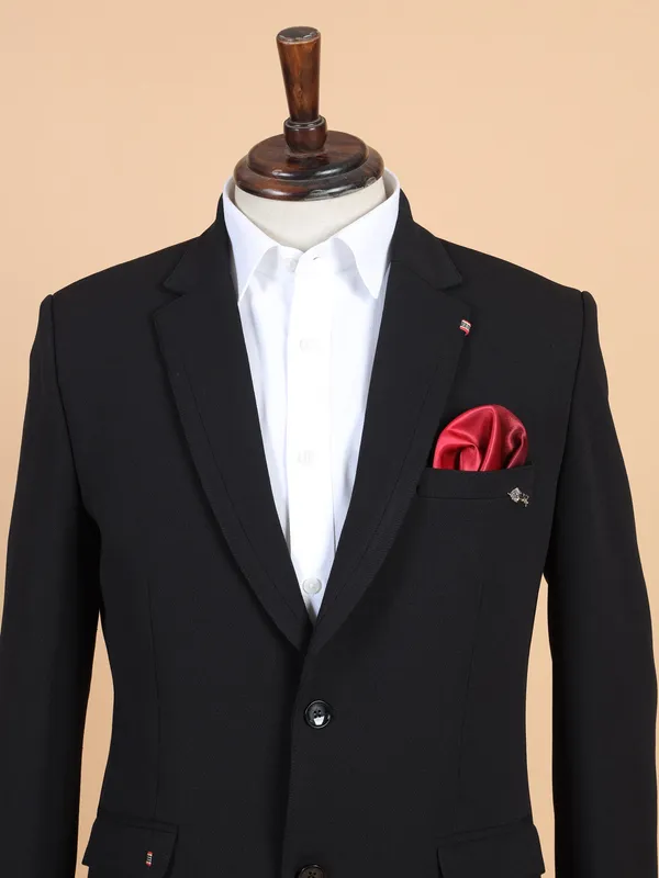 Latest black solid terry rayon blazer