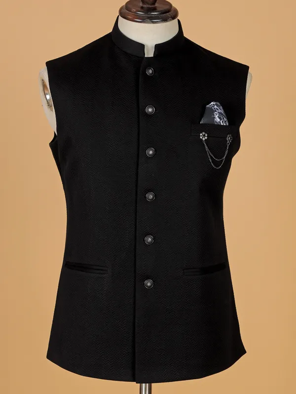 Latest black texture waistcoat