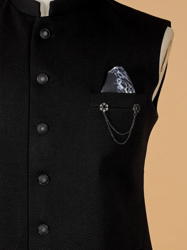 Latest black texture waistcoat