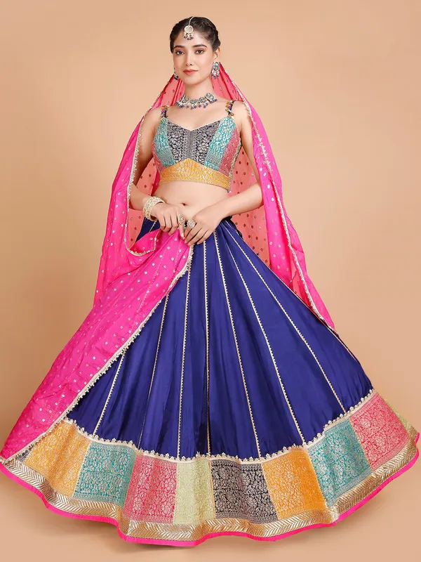 Latest blue cotton chaniya choli