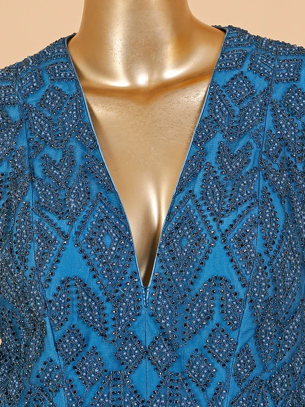 Latest blue net palazzo suit