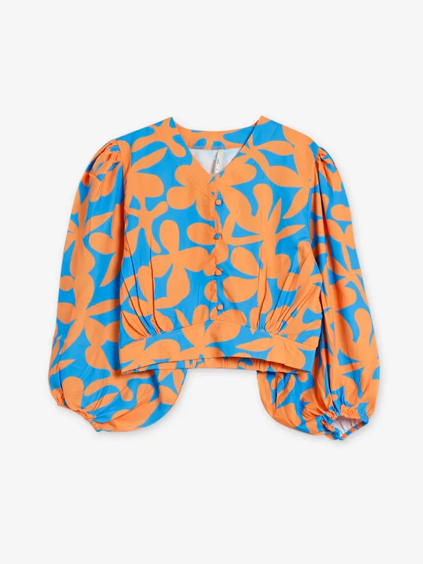 Latest blue printed crop top