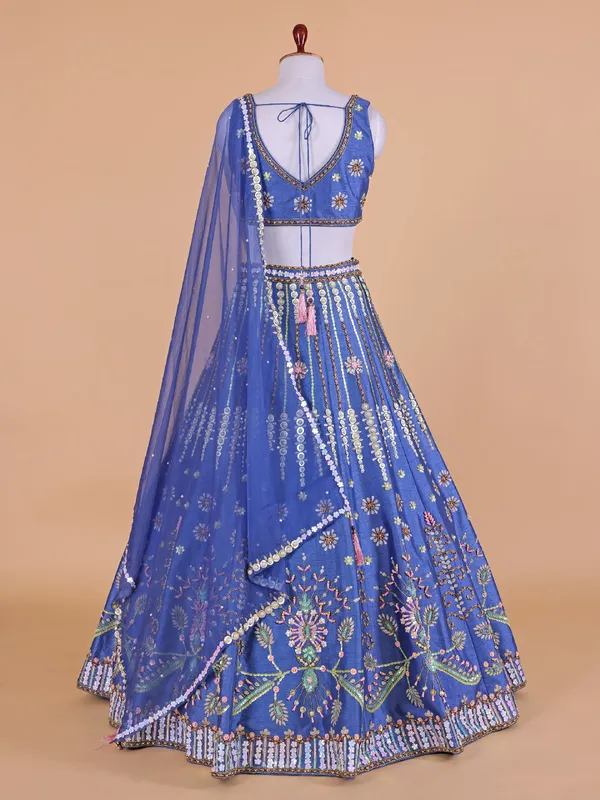Latest blue raw silk lehenga choli