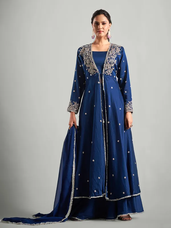 Latest blue silk lehenga salwar suit