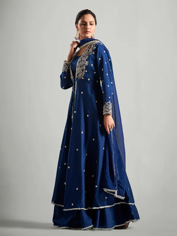 Latest blue silk lehenga salwar suit