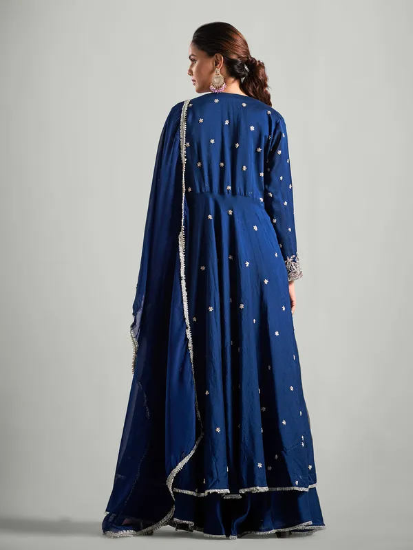 Latest blue silk lehenga salwar suit