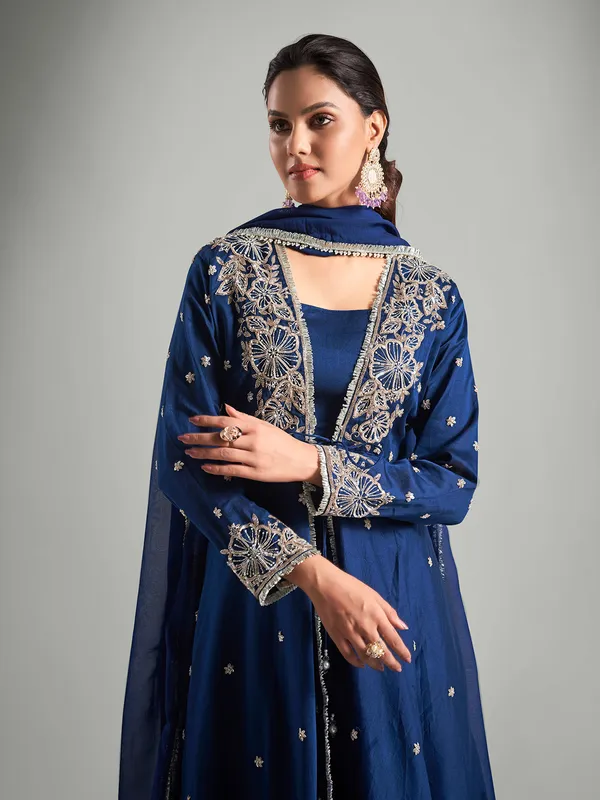 Latest blue silk lehenga salwar suit