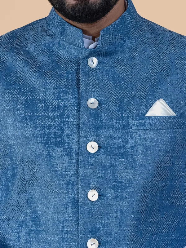 Latest blue texture silk waistcoat