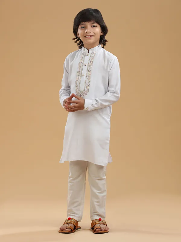 Latest white linen kurta suit