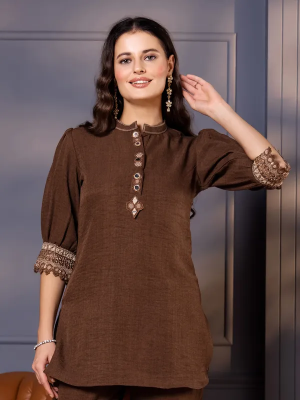 Latest brown co ord setin cotton
