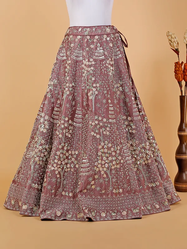 Latest brown raw silk wedding lehenga choli